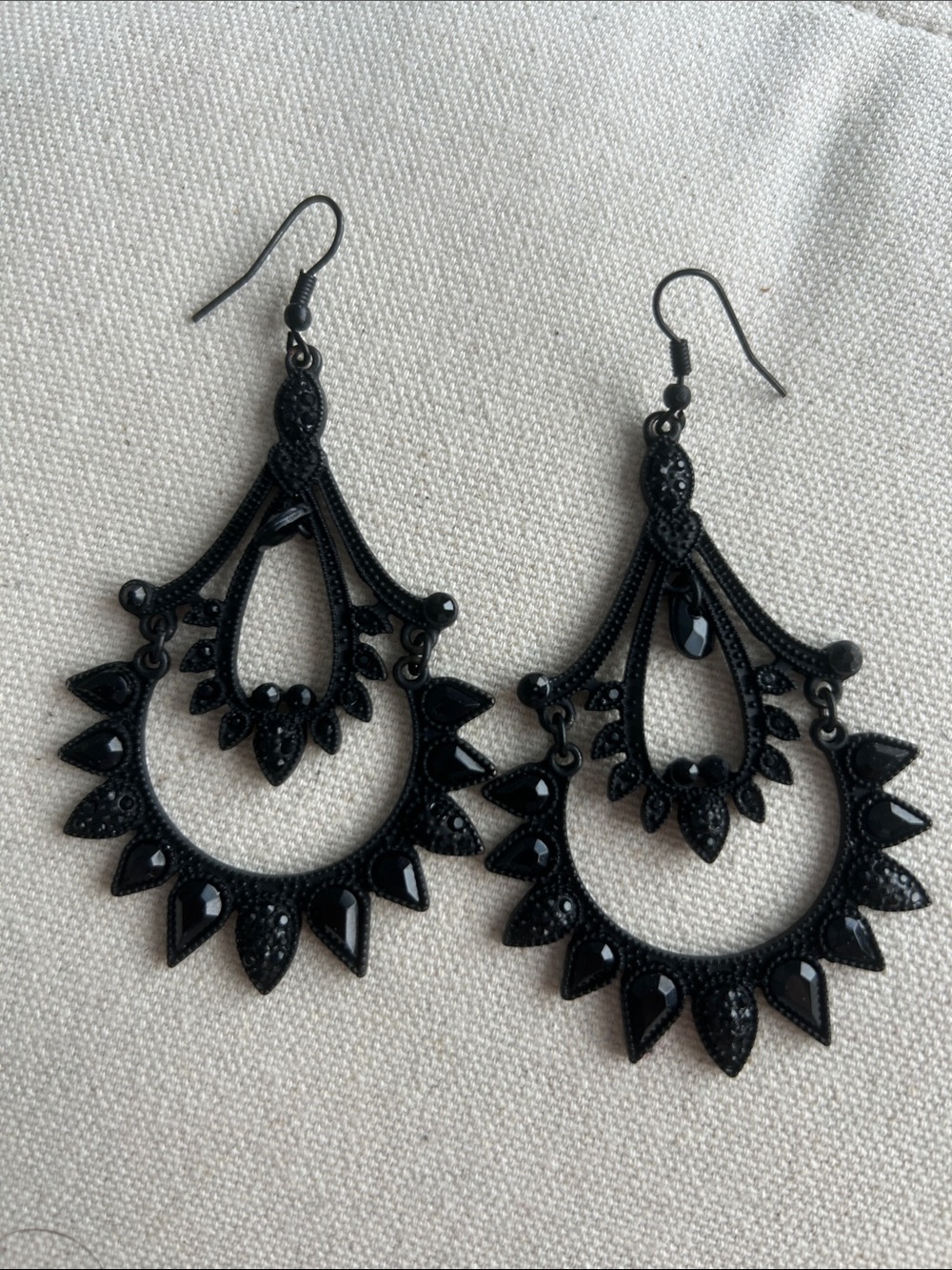 Black Drop Chandelier Earrings